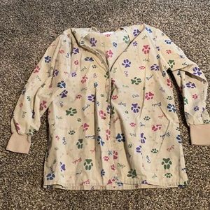 Women’s long leave button up scrub top